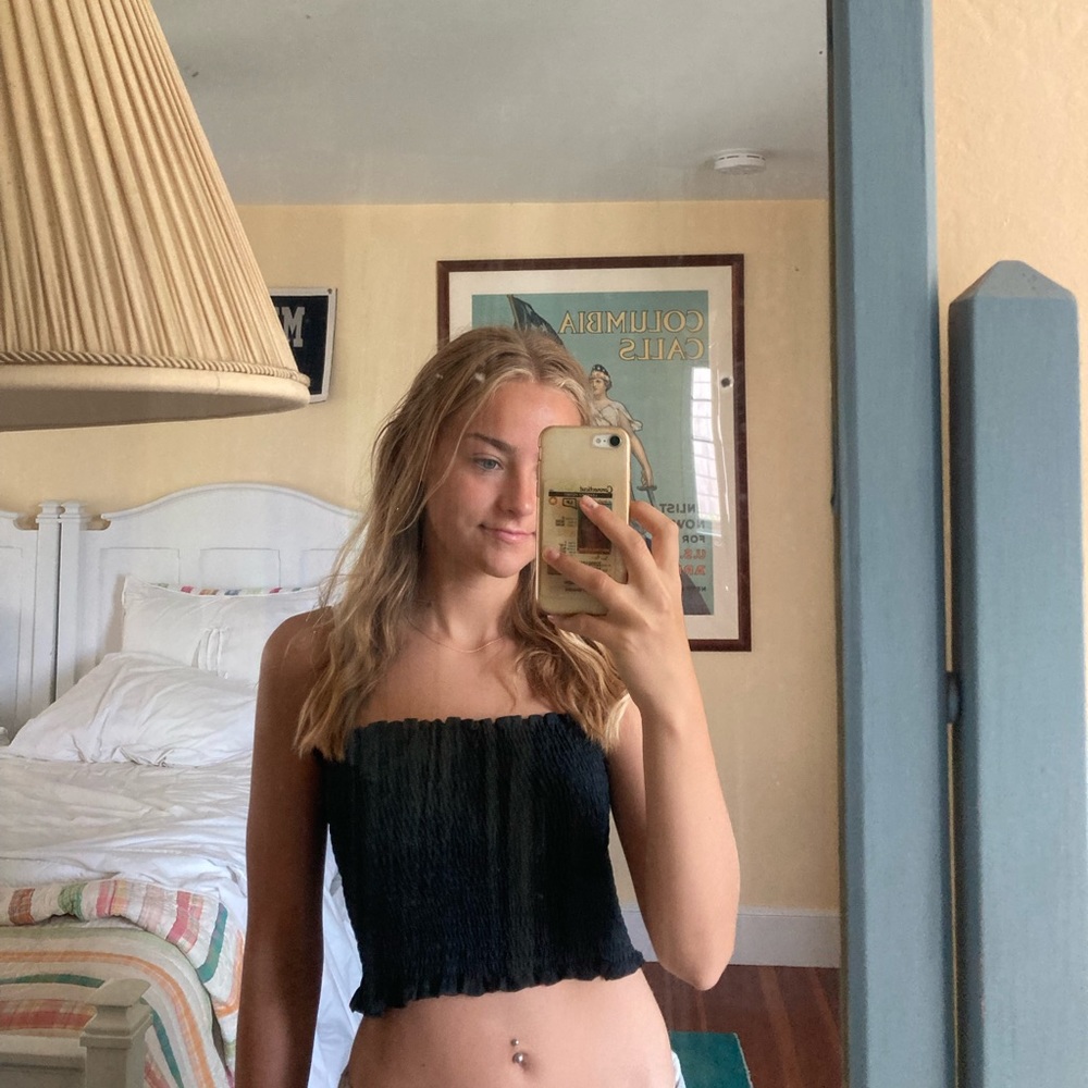 smocked black tube top